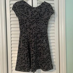 Girls charcoal grey and black leopard print dress brand Dex size M